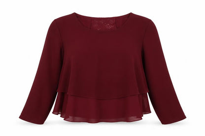 Womens UK Size 12 Apricot Red Cropped Blouse