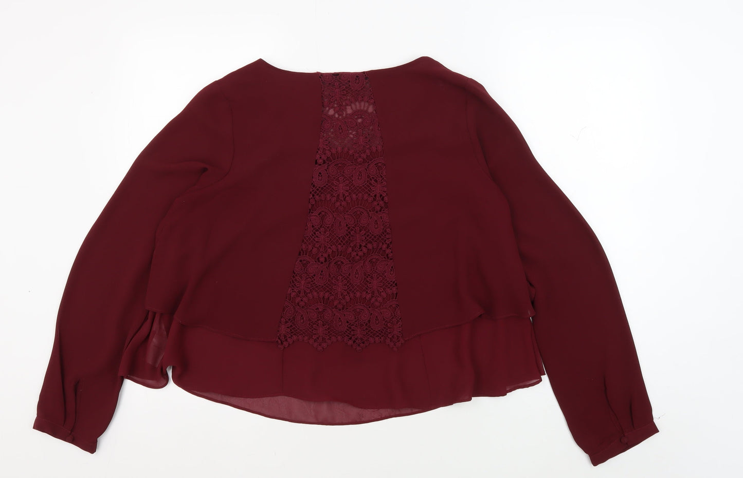 Womens UK Size 12 Apricot Red Cropped Blouse