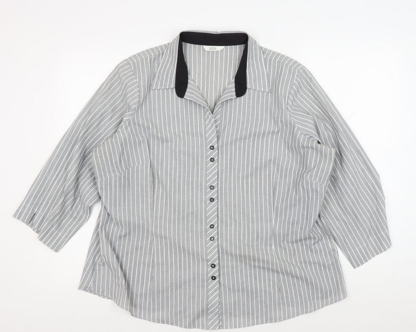 Womens UK Size 22 Marks and Spencer Grey Classic Button-Up