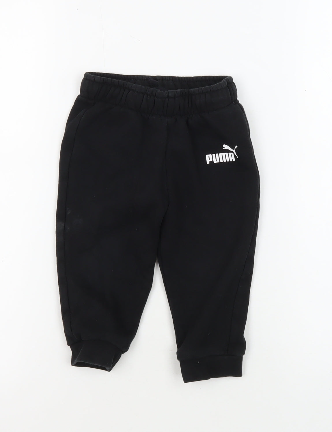 Puma Boys Black Jogger Trousers S - Activewear Cotton Blend