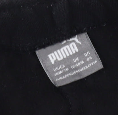 Puma Boys Black Jogger Trousers S - Activewear Cotton Blend