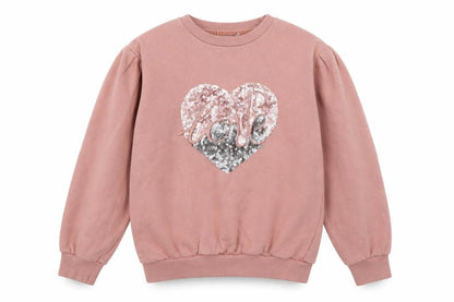 Front view of Next girls’ pink sequin pullover sweatshirt - 14 years