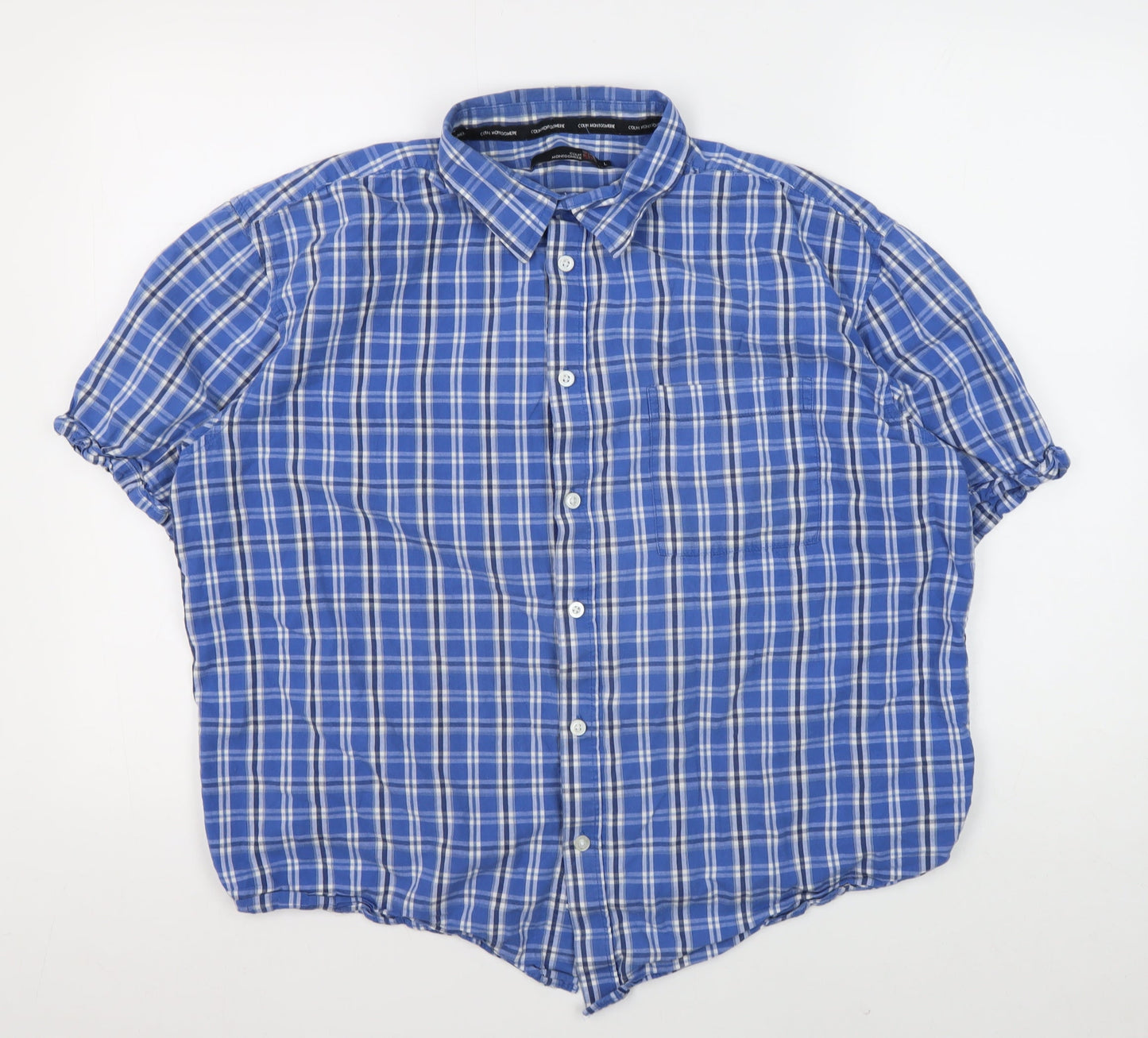 Colin Montgomerie Men's Blue Check Shirt L