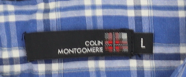 Colin Montgomerie Men's Blue Check Shirt L