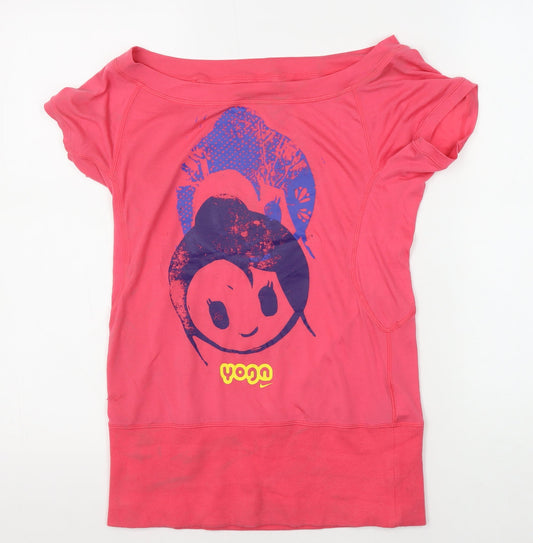 Nike Women's Pink Graphic Yoga T-Shirt Size S
