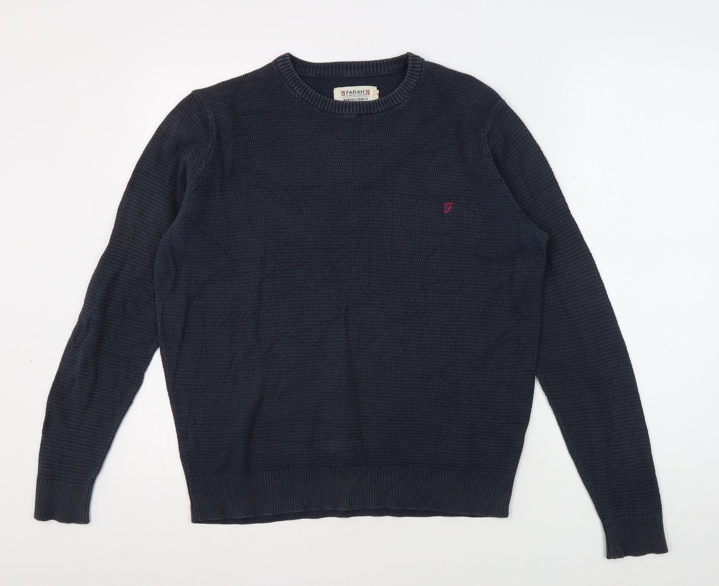 Farah Men's Blue Crew Neck Pullover M