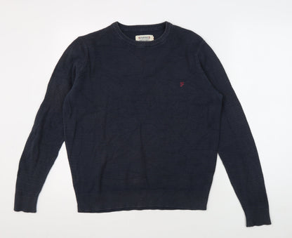 Farah Men's Blue Crew Neck Pullover M