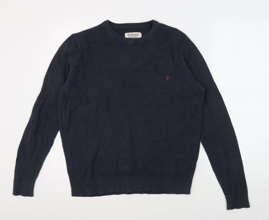 Farah Men's Blue Crew Neck Pullover M