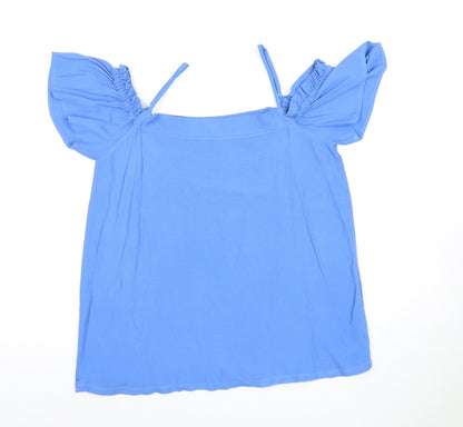 Womens UK Size M Massimo Dutti Blue Off the Shoulder Blouse