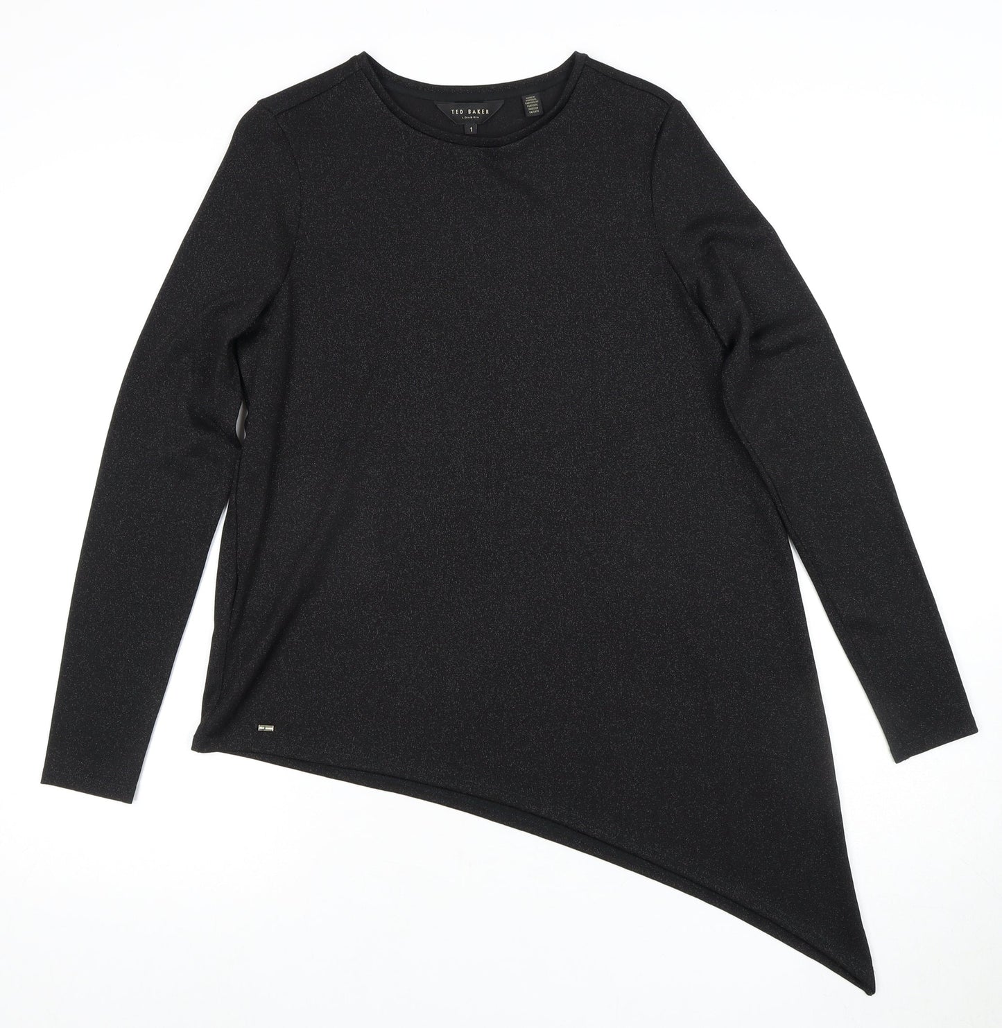 Womens UK Size 8 Ted Baker Black Asymmetrical T-Shirt