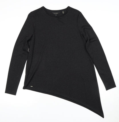 Womens UK Size 8 Ted Baker Black Asymmetrical T-Shirt