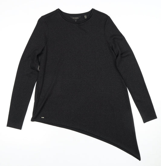Womens UK Size 8 Ted Baker Black Asymmetrical T-Shirt