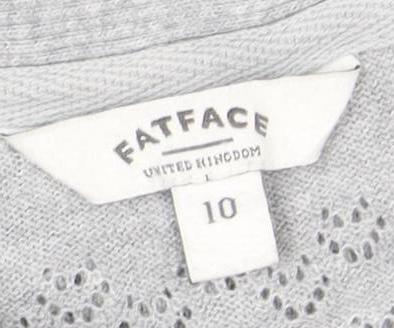 Womens UK Size 10 FatFace Grey Cardigan Jumper