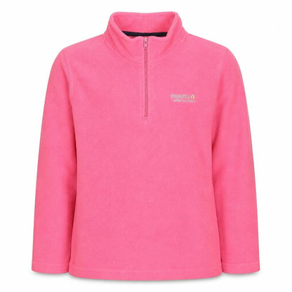 Front view of Regatta girls’ pink fleece pullover sweatshirt 9 years