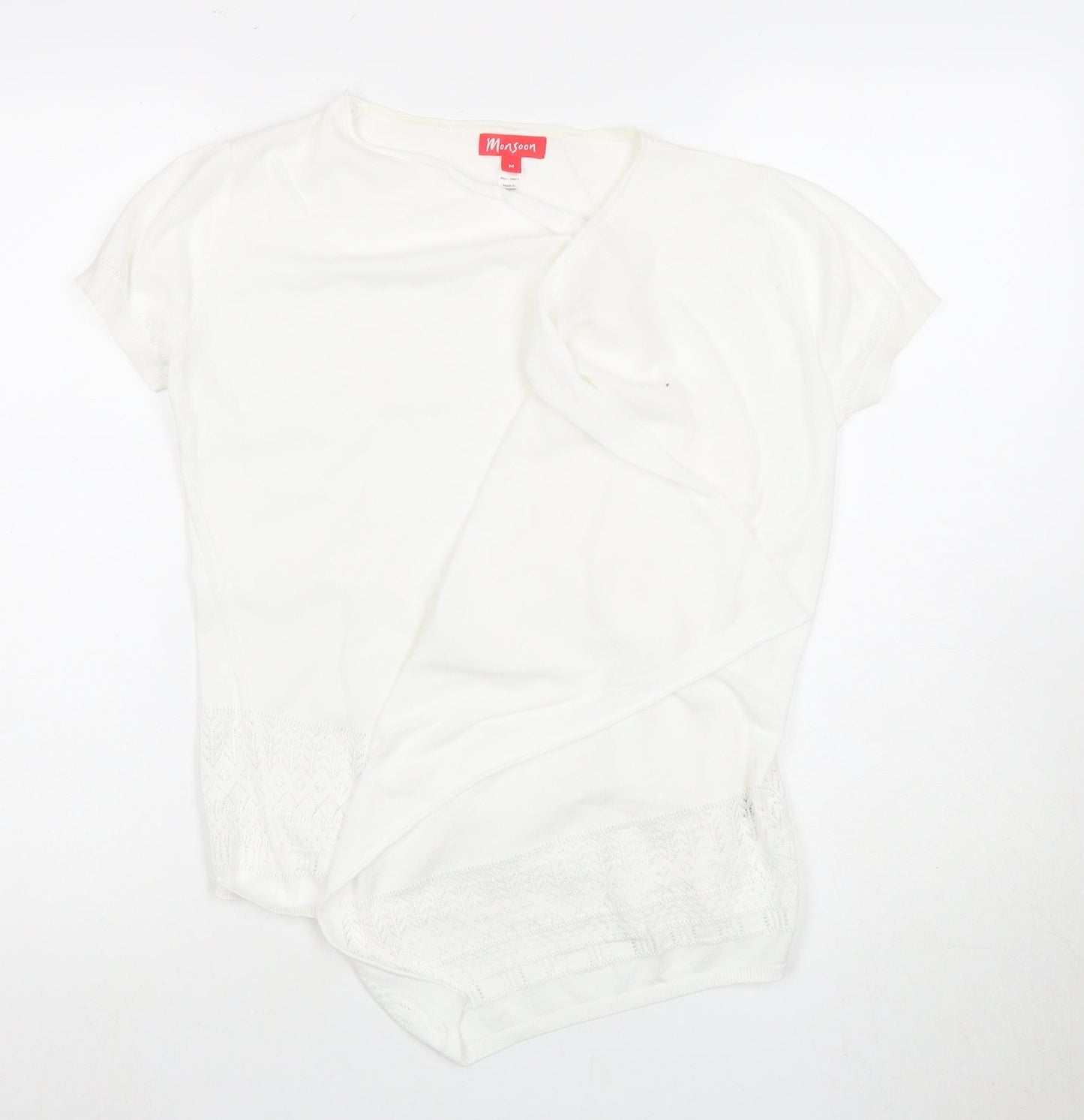 Womens UK Size M Monsoon White Basic T-Shirt