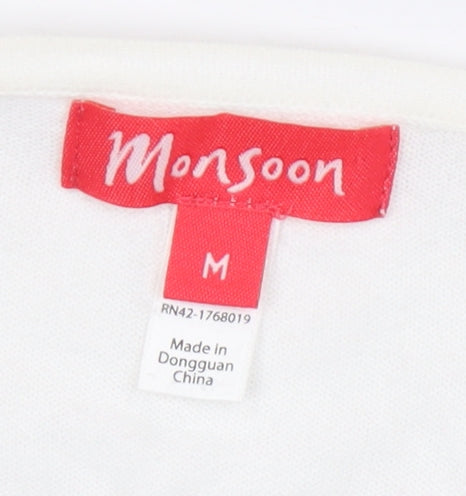 Womens UK Size M Monsoon White Basic T-Shirt