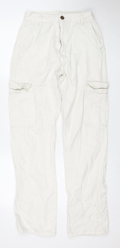 Womens UK Size UK 8 STR Regular Fit Cargo White Trousers