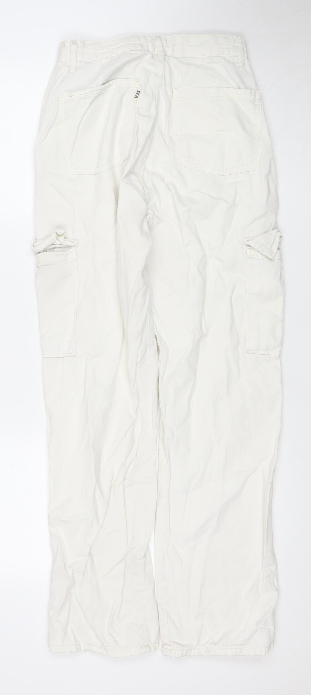 Womens UK Size UK 8 STR Regular Fit Cargo White Trousers