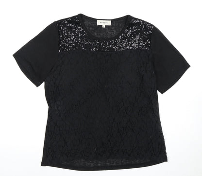 Womens UK Size L BASSINI Black Basic T-Shirt
