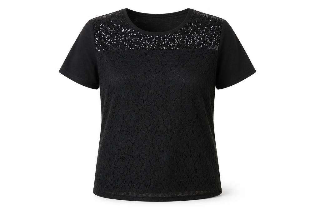 Womens UK Size L BASSINI Black Basic T-Shirt
