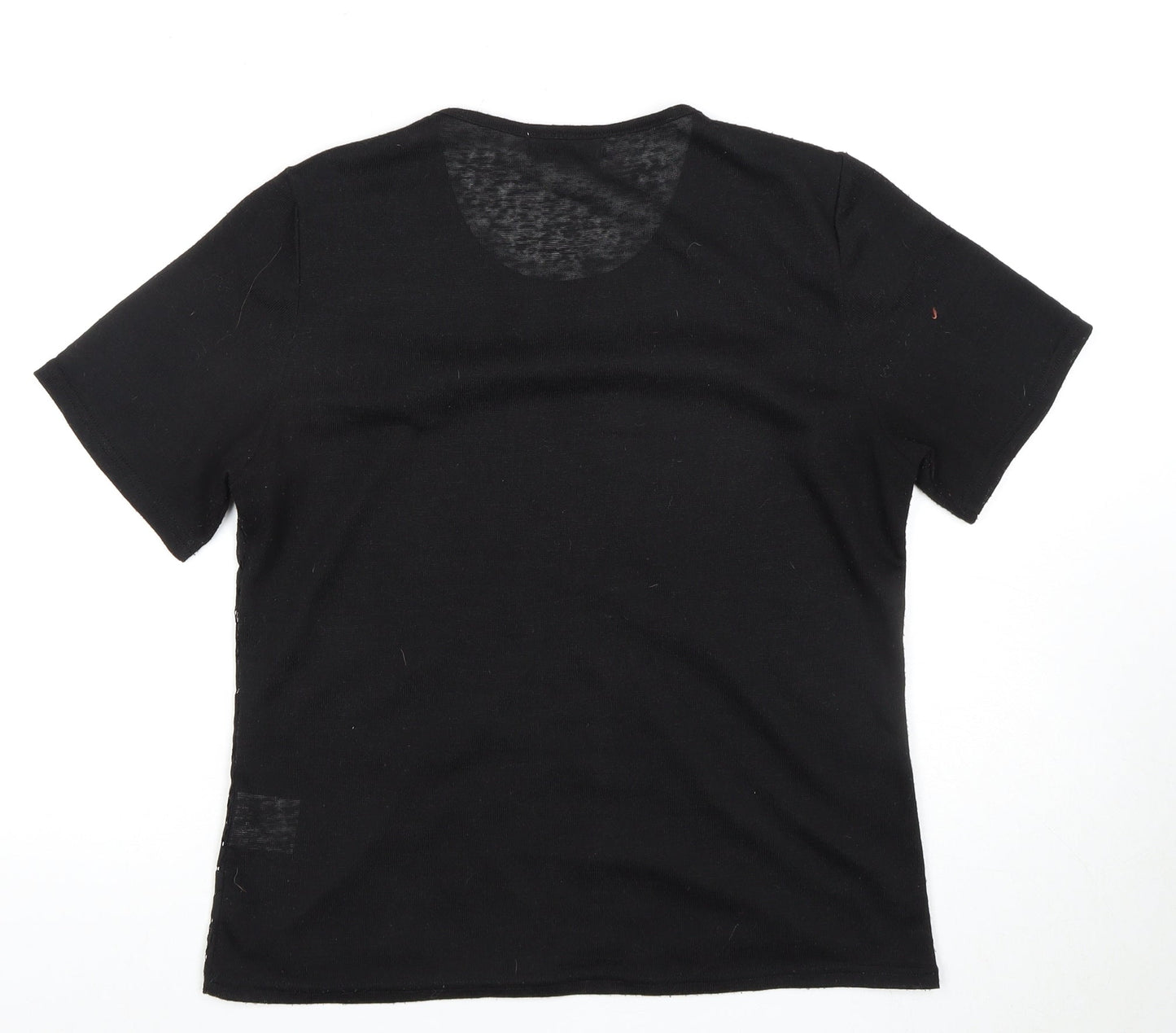 Womens UK Size L BASSINI Black Basic T-Shirt