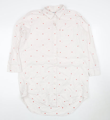 Lands' End Women's Petite White Polka Dot Shirt Dress