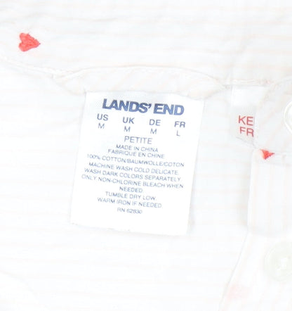 Lands' End Women's Petite White Polka Dot Shirt Dress