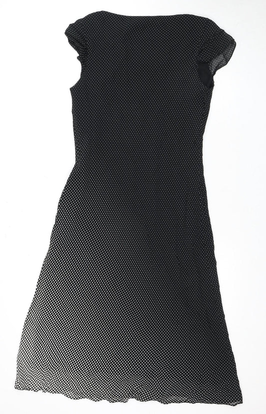 Marks and Spencer Women's Black Polka Dot A-Line Dress, Size 12