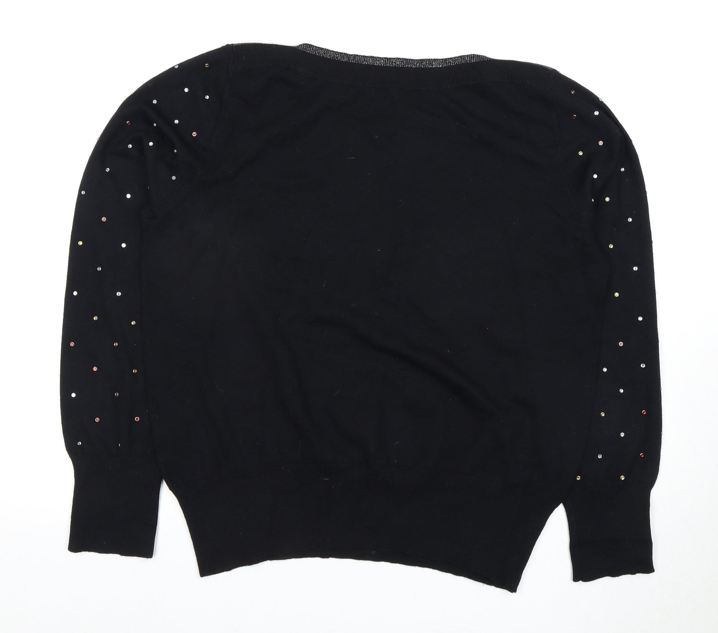 Womens UK Size 8 Roman Black Basic T-Shirt