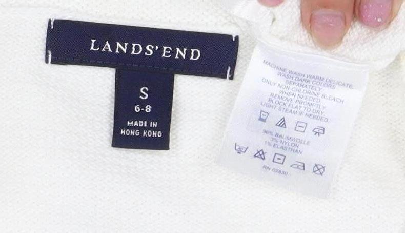 Womens UK Size S Lands' End White Cardigan Jumper