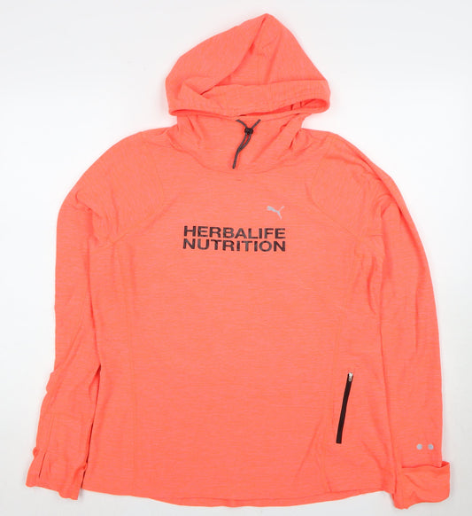 Puma Unisex Orange Hooded Pullover, Size 16, Long Sleeve