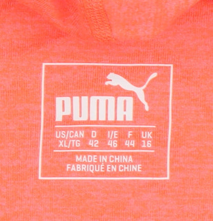 Puma Unisex Orange Hooded Pullover, Size 16, Long Sleeve