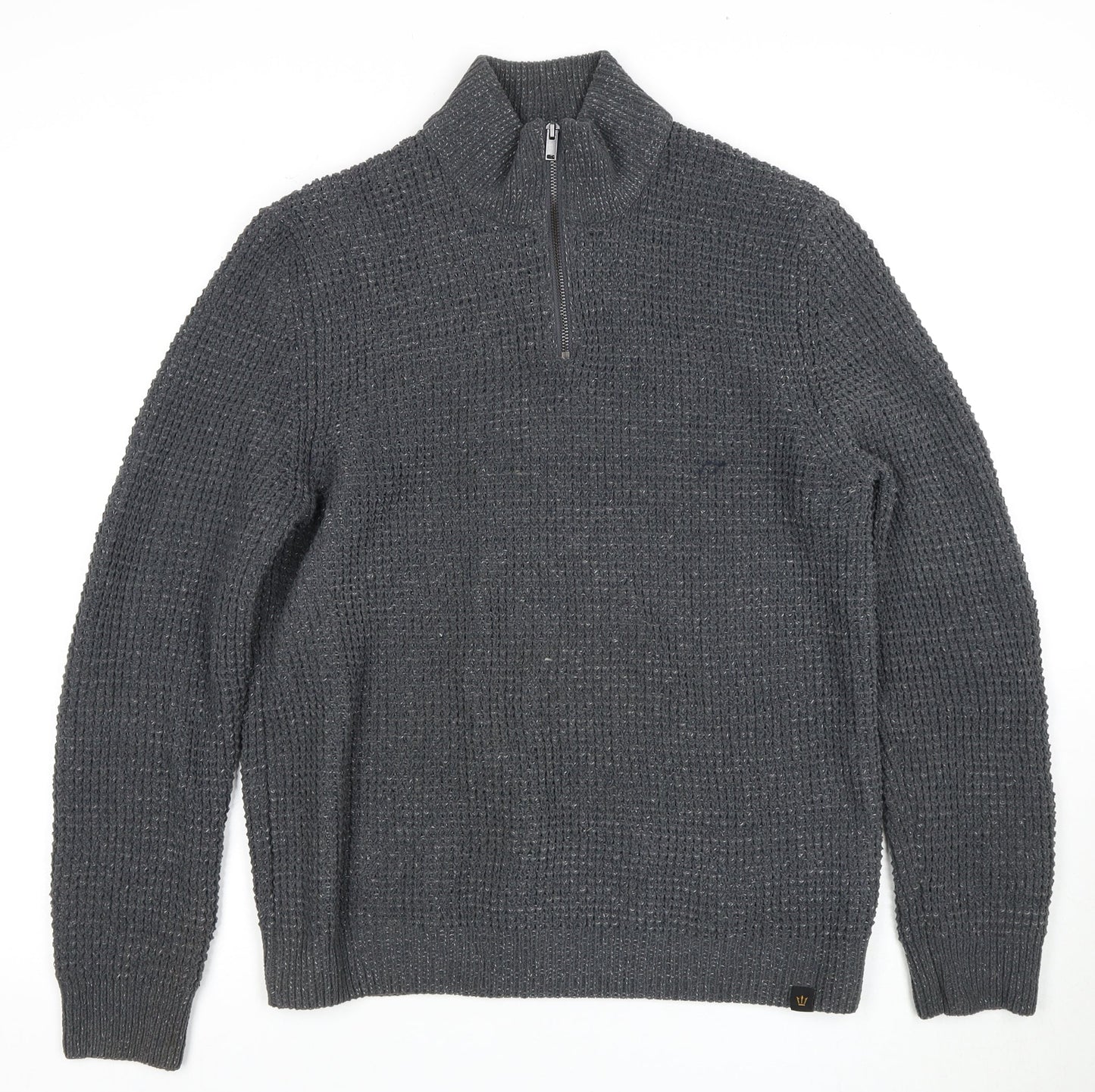 Next Men's Grey Full Zip Jumper, Size L, High Neck, Casual