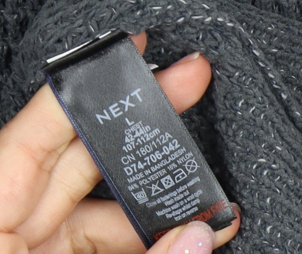 Next Men's Grey Full Zip Jumper, Size L, High Neck, Casual