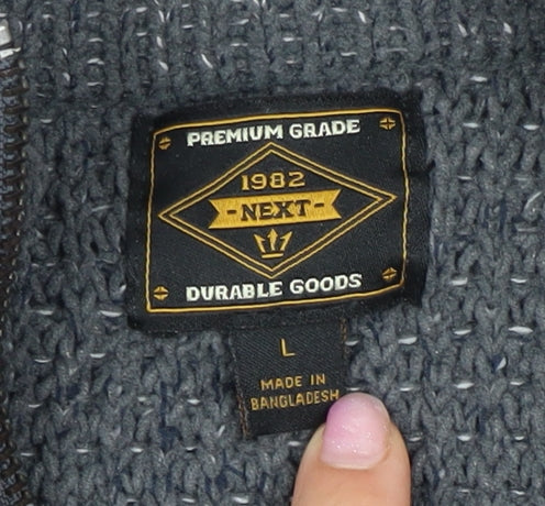 Next Men's Grey Full Zip Jumper, Size L, High Neck, Casual