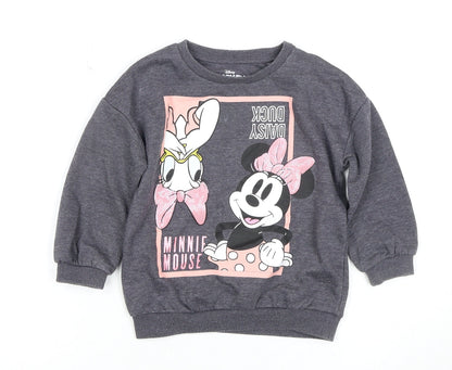 Disney Girls Grey Minnie Mouse Pullover Hoodie 2-3 Years