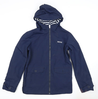 Regatta Boys Blue Rain Coat 2XL Waterproof Hooded Jacket