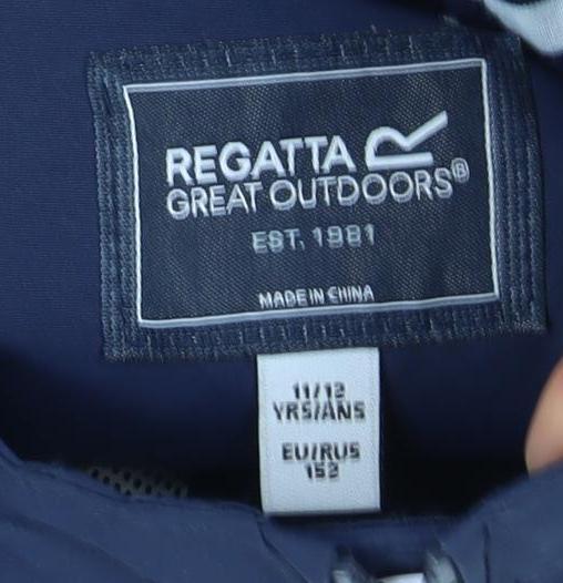 Regatta Boys Blue Rain Coat 2XL Waterproof Hooded Jacket