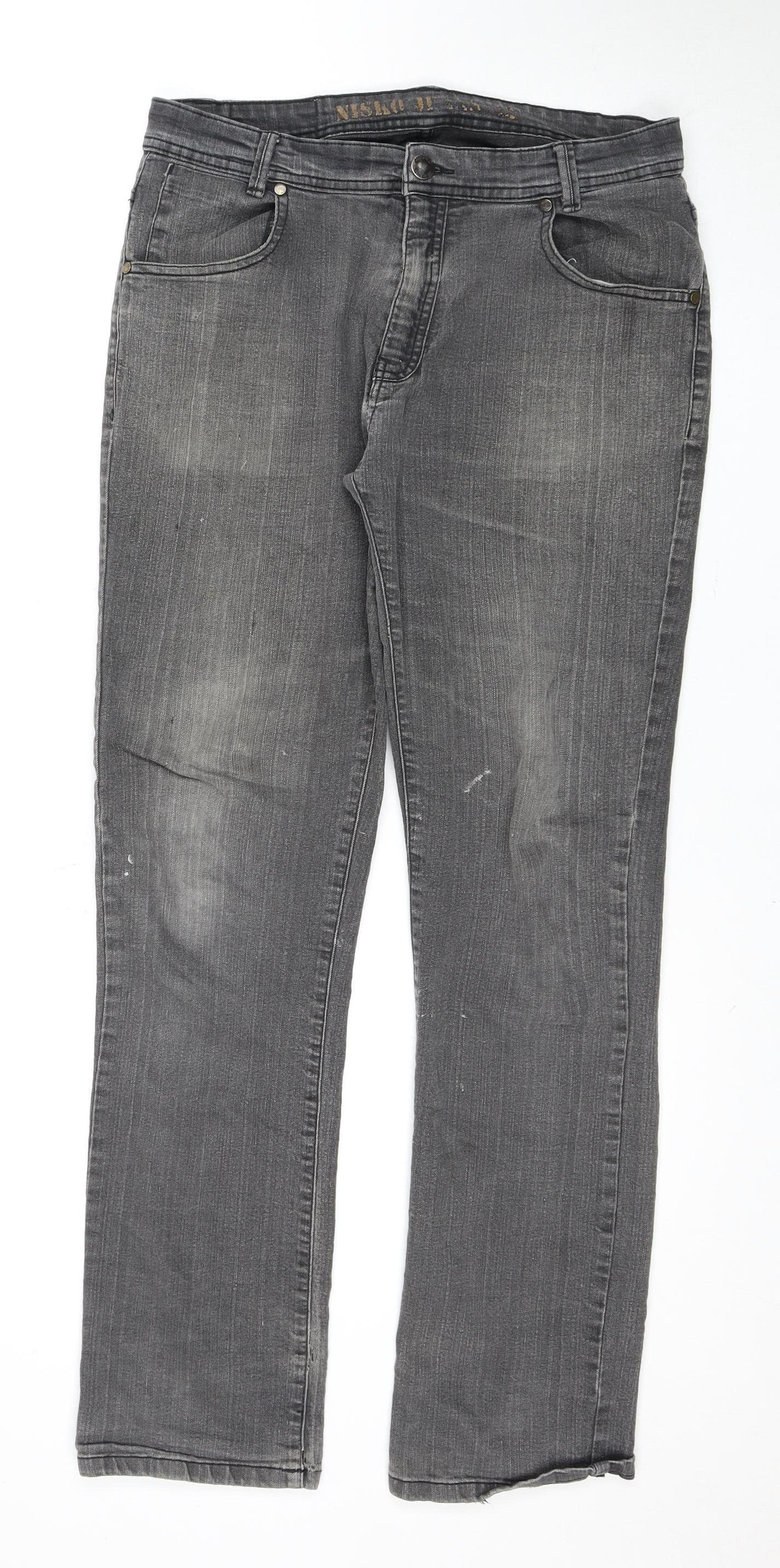 Nisko Women's Grey Straight Jeans Size 14 Distressed