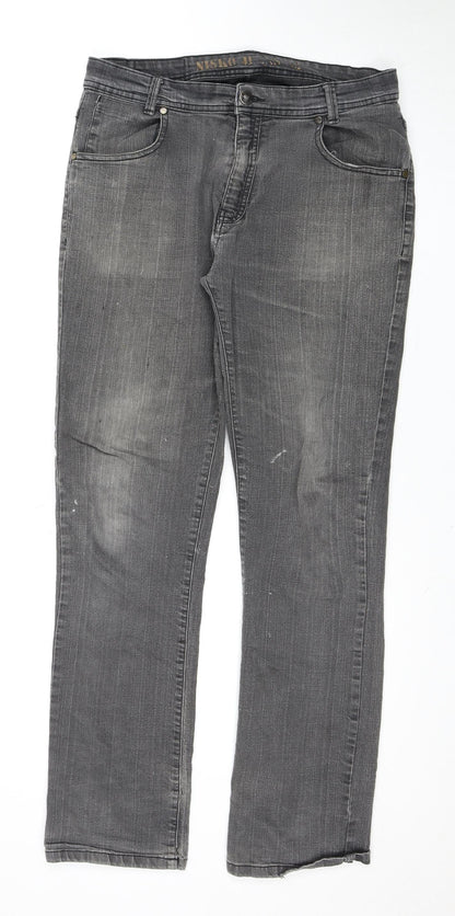 Nisko Women's Grey Straight Jeans Size 14 Distressed