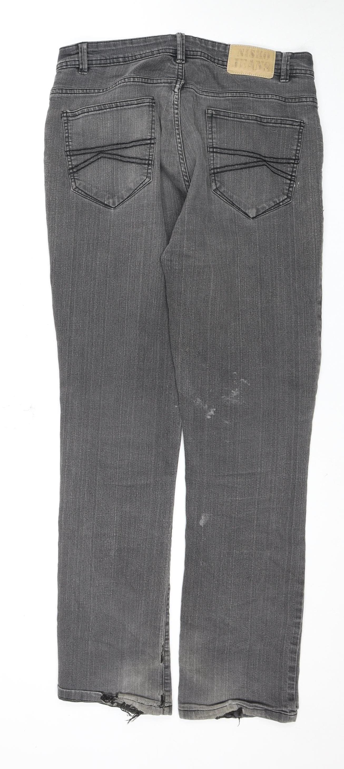 Nisko Women's Grey Straight Jeans Size 14 Distressed