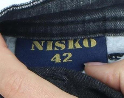 Nisko Women's Grey Straight Jeans Size 14 Distressed