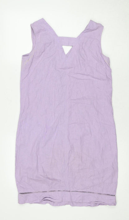 Next Women's Purple Linen Shift Dress Size 6