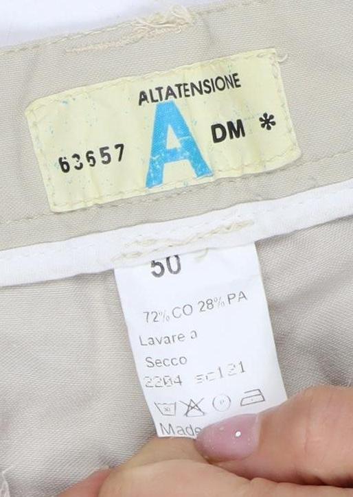 Altatensione Men's Beige Trousers Size 50