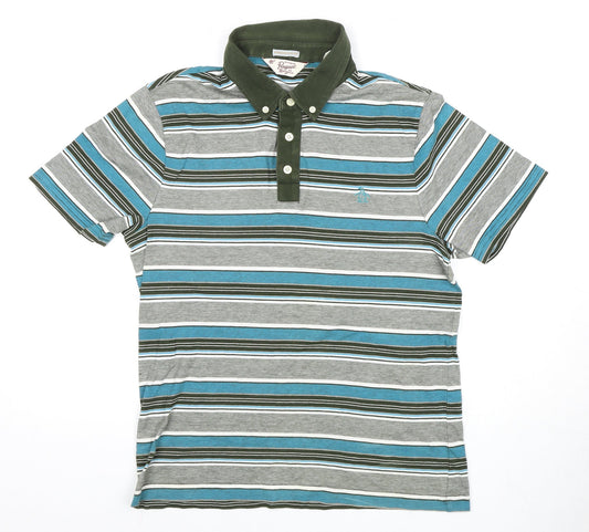 Original Penguin Men's Green Striped Slim Polo - M