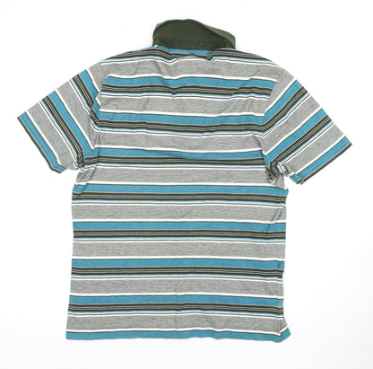 Original Penguin Men's Green Striped Slim Polo - M