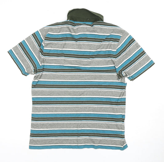 Original Penguin Men's Green Striped Slim Polo - M