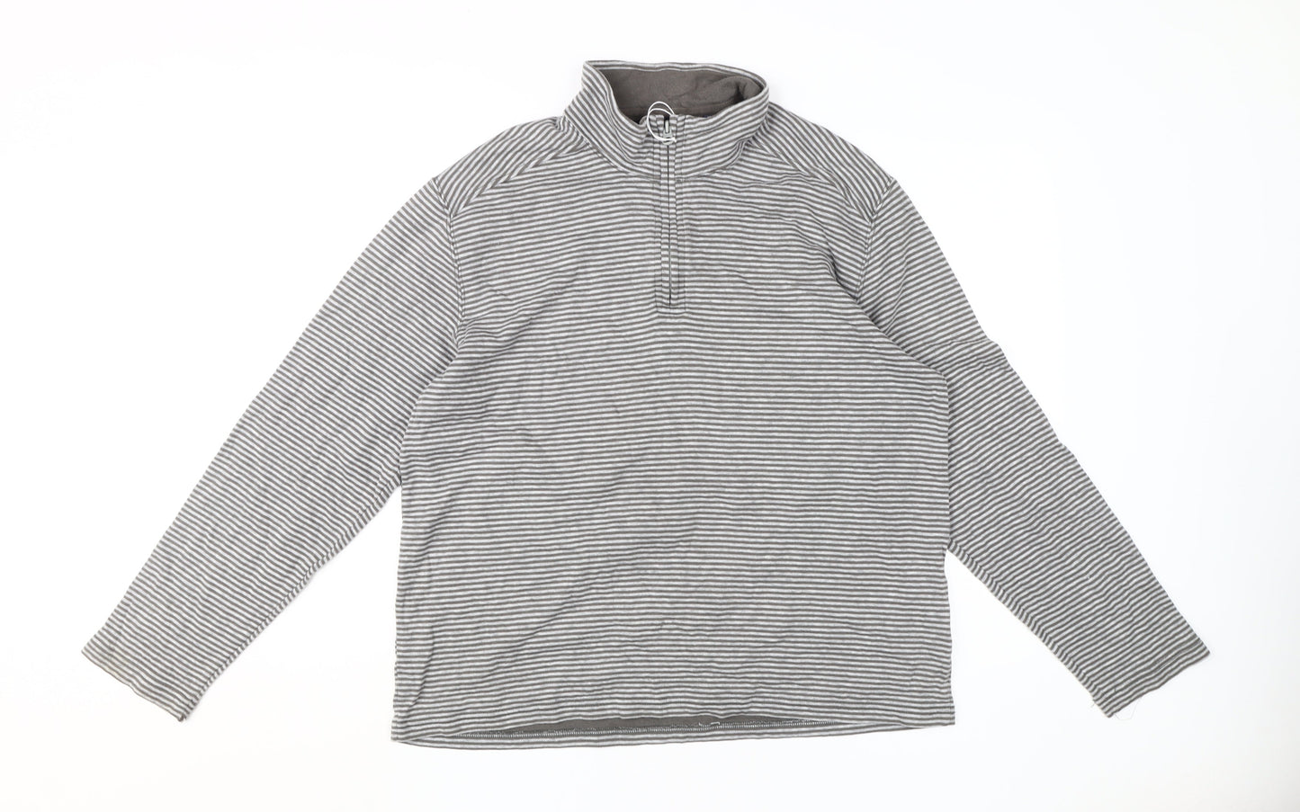 Lands' End Unisex Adults Grey Striped Pullover Sweatshirt XL