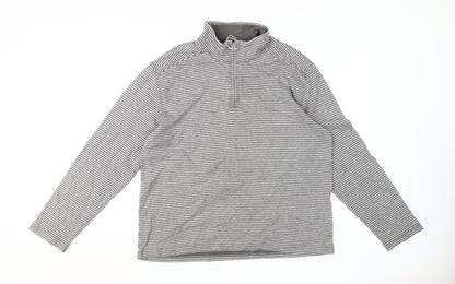 Lands' End Unisex Adults Grey Striped Pullover Sweatshirt XL