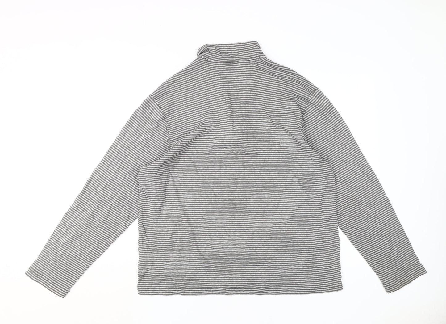 Lands' End Unisex Adults Grey Striped Pullover Sweatshirt XL